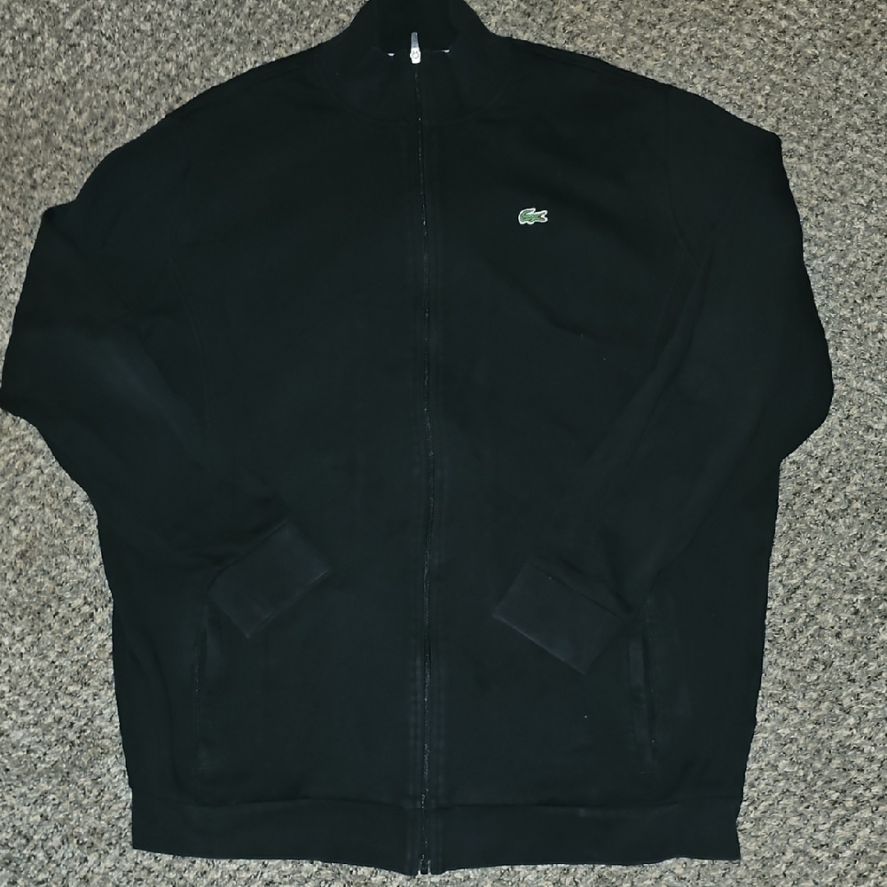 Lacoste Men's Black Zip Up Fleece Big And Tall Size 2XLT